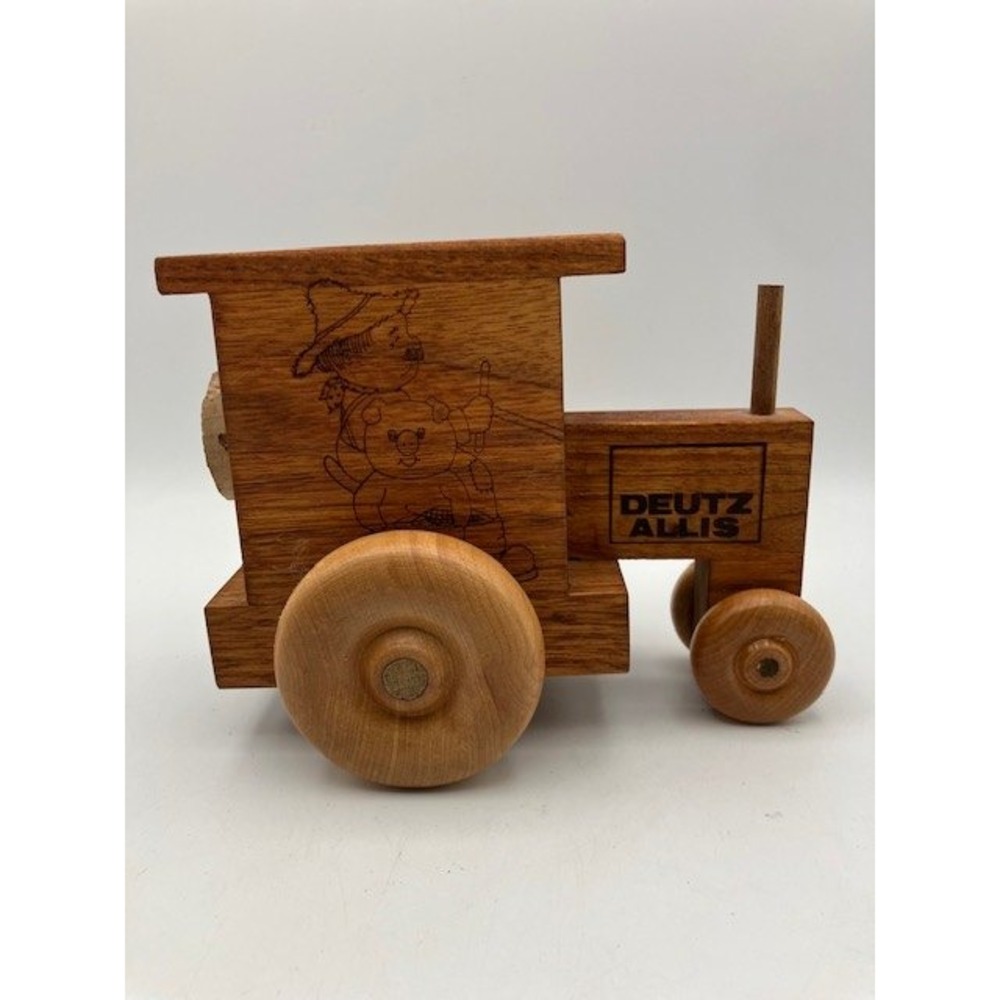 Deutz Allis Wooden Tractor Coin Bank by Logomobile Vintage 1989  Farmhouse Decor